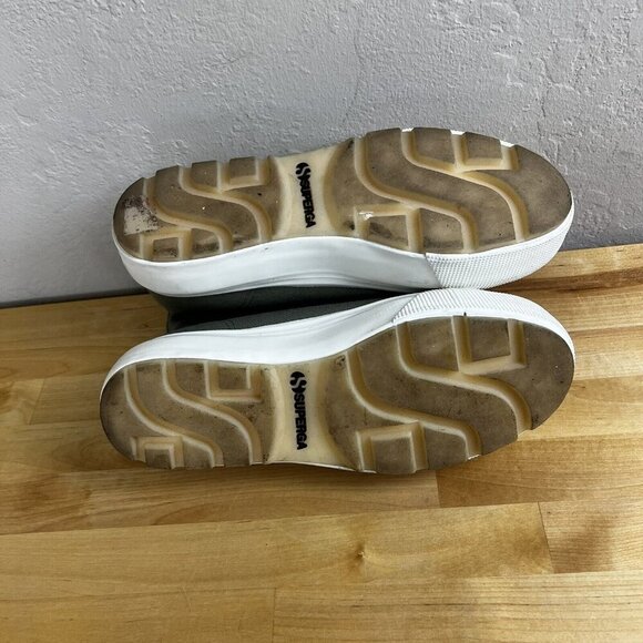 Superga 2708 High Top Tank Sneakers Platform Shoes Green Canvas Womens 9 Men 7.5 - Picture 8 of 9